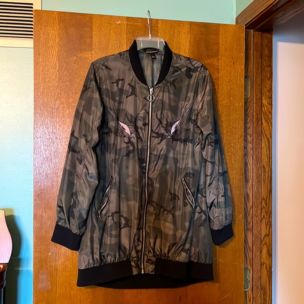 Long camo color bomber style jacket